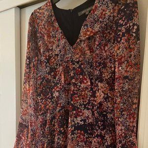 Floral ruffled, tiered a-line dress